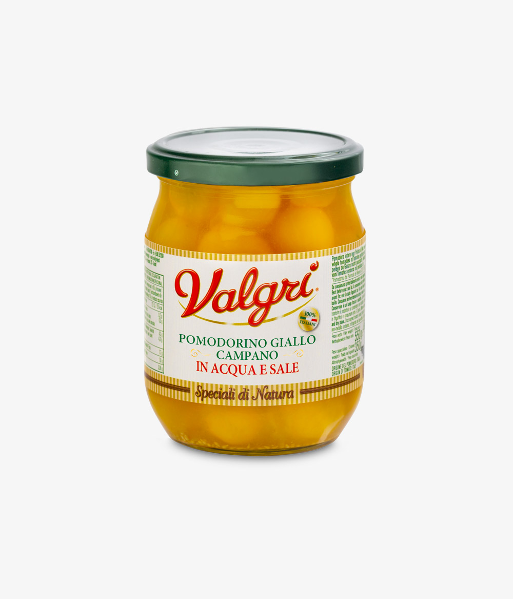 pomodorino giallo campano intero in acqua e sale